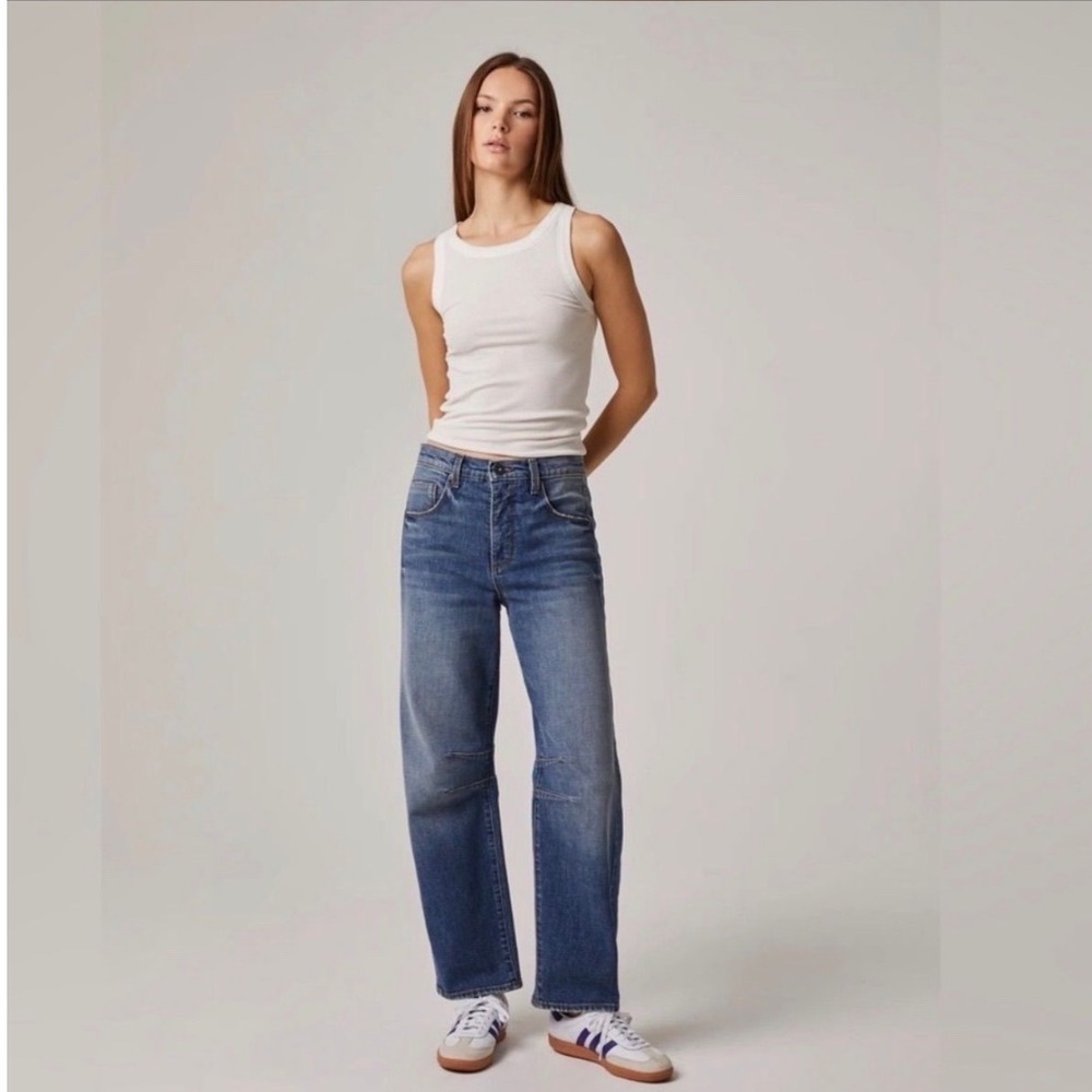 Edyson Jack Barrel Leg Jeans Womens 30‎ Medium Whistler Blue NWT Cropped Denim